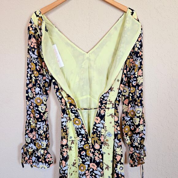 Modcloth Unique Persona Midi Dress Yellow Navy Floral Women's Size 4 Fairy Work - Picture 4 of 10